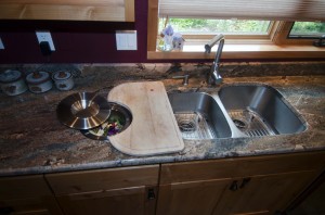 H- Built-in compost pail at cutting board